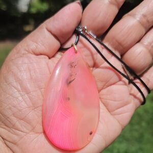 Necklace Rock Agate pendant with Natural inclusions.